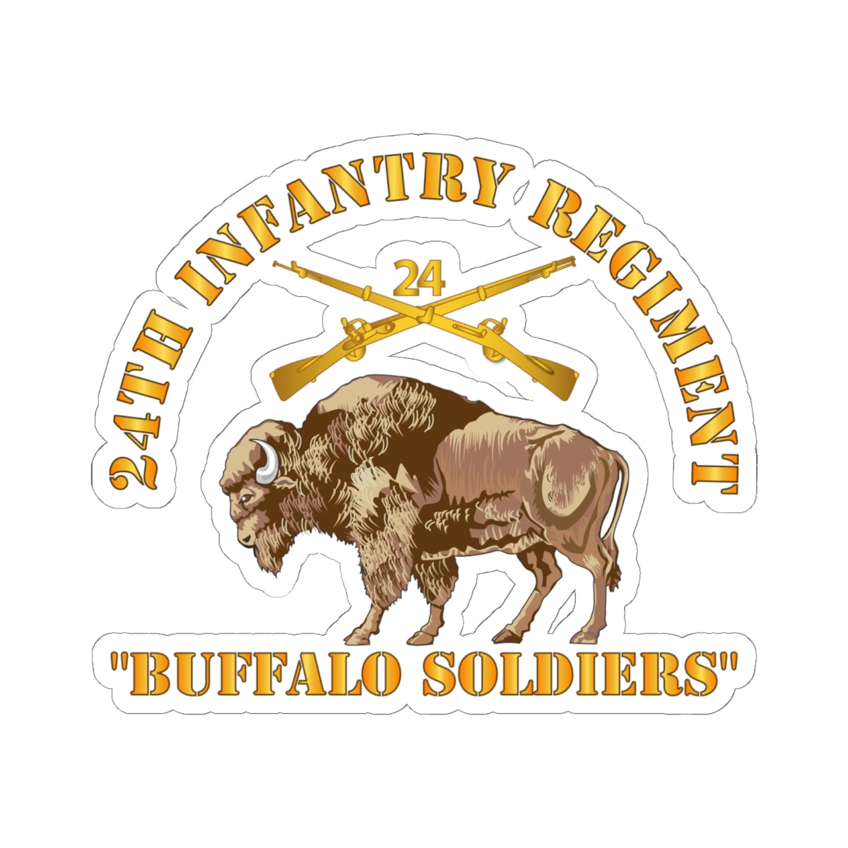 Kiss-Cut Stickers - 24th Infantry Regiment - Buffalo Soldiers w 24th Inf Branch Insignia