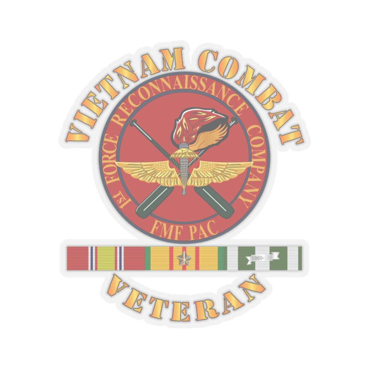 Kiss-Cut Stickers - USMC - Vietnam Combat Veteran - 1st Force Recon Co w VN SVC