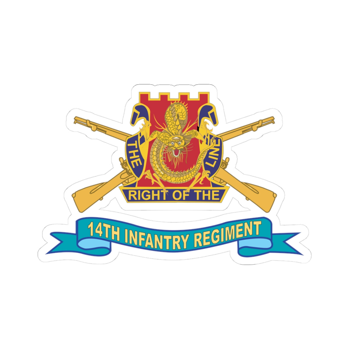 Kiss-Cut Stickers - 14th Infantry Regiment w Br - SSI - Ribbon X 300