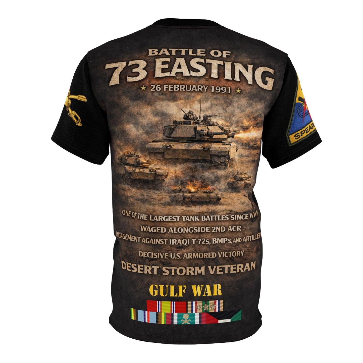 Battle of 73 Easting Veterans Tribute All-Over Print Tee — 3rd Armored Division (Spearhead)