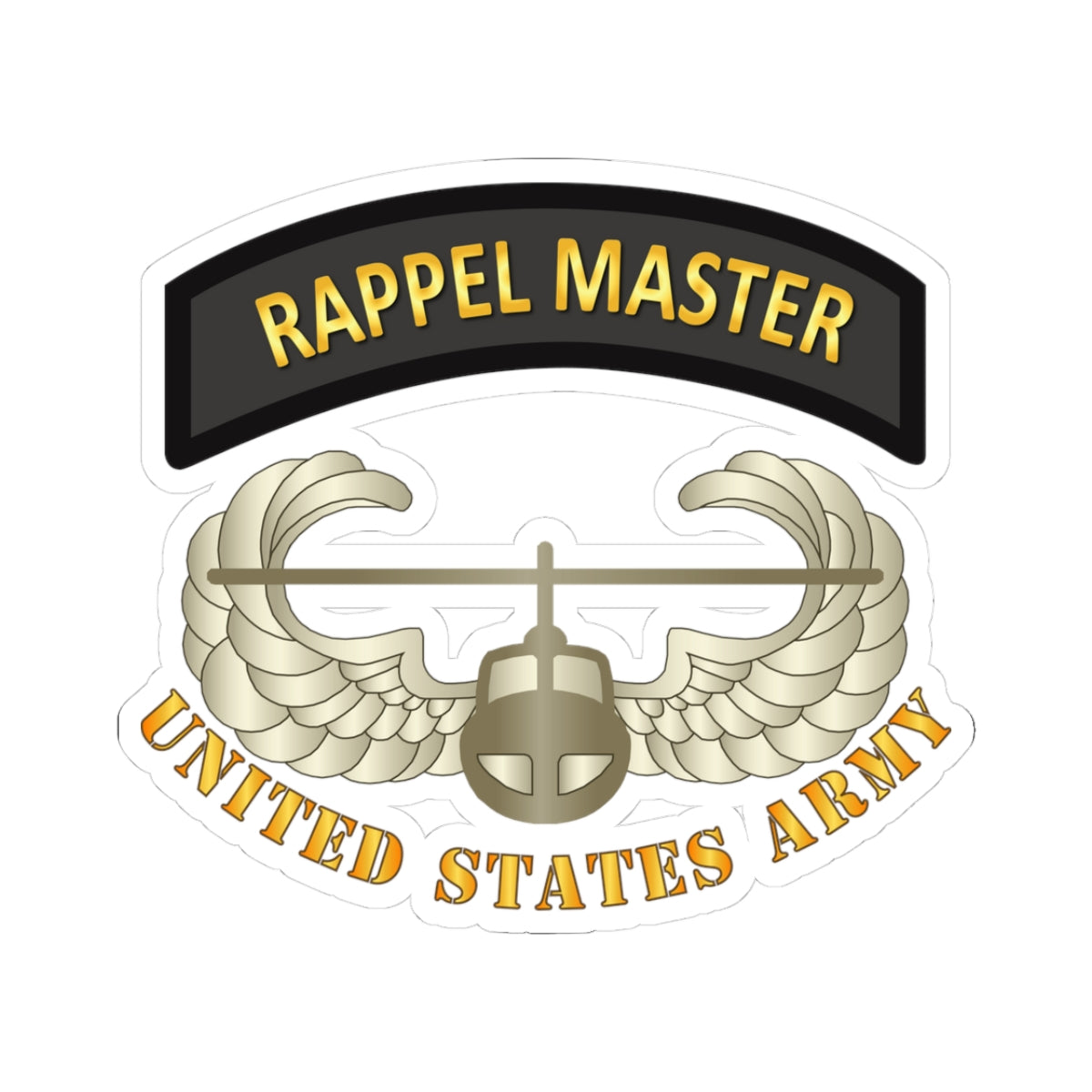 Kiss-Cut Stickers - Rappel Master Tab w Air Assault Badge - US Army