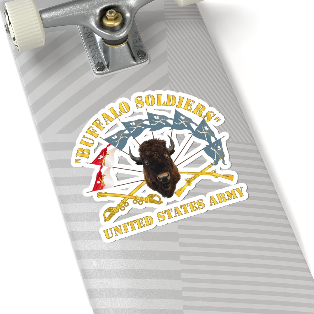 Kiss-Cut Stickers - Buffalo Soldiers - Infantry - Cavalry Guidons w Buffalo Head - US Army X 300