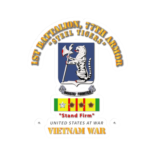 Kiss-Cut Stickers - 1st Bn 77th Armor w 8 VN Campaign Stars