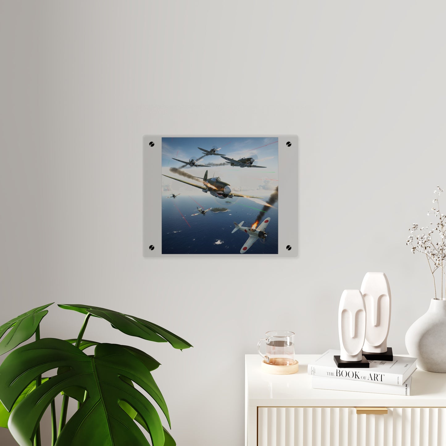 Acrylic Wall Art Panel - Curtis P-40 Kittyhawk w Machine Guns Blazing