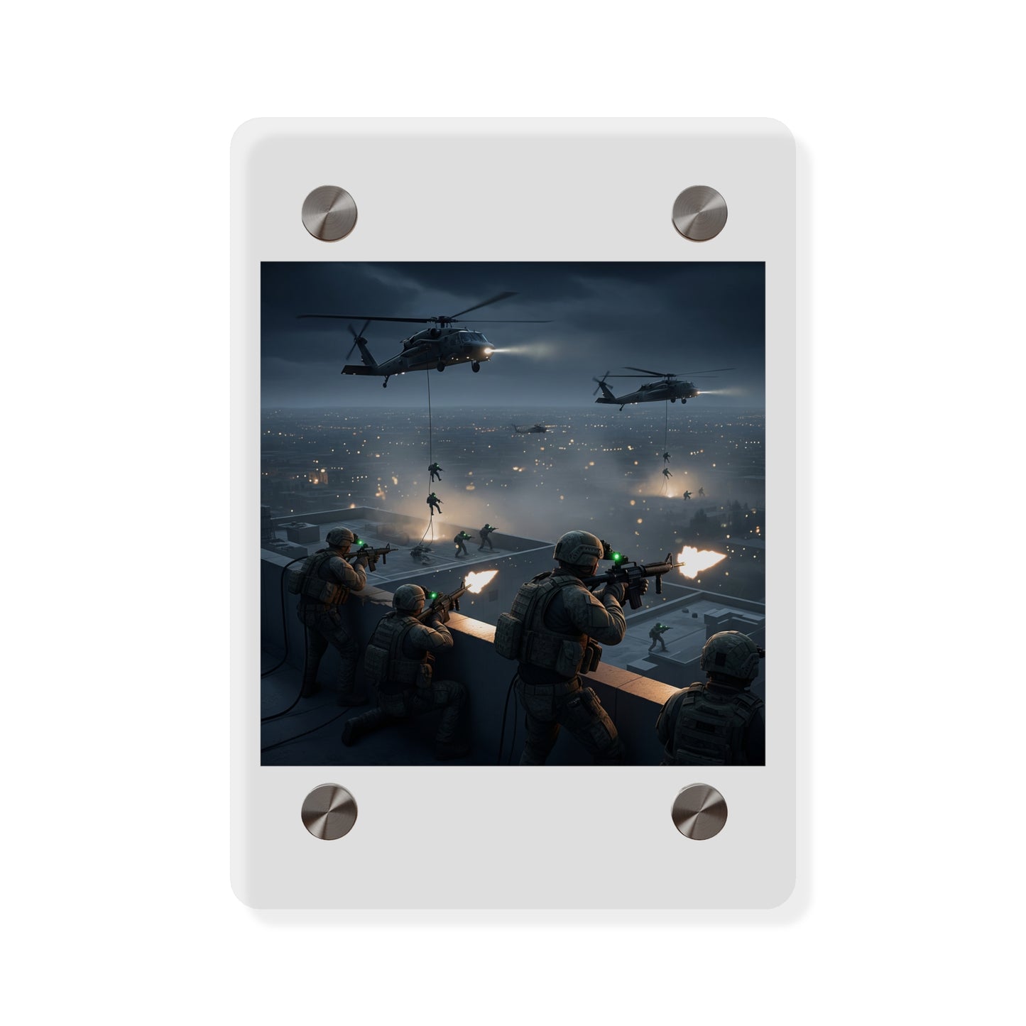 Acrylic Wall Art Panel - Night Air Assault by Army Rangers