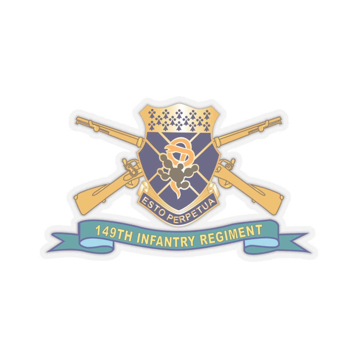 Kiss-Cut Stickers - 149th Infantry Regiment - COA w Br - Ribbon X 300