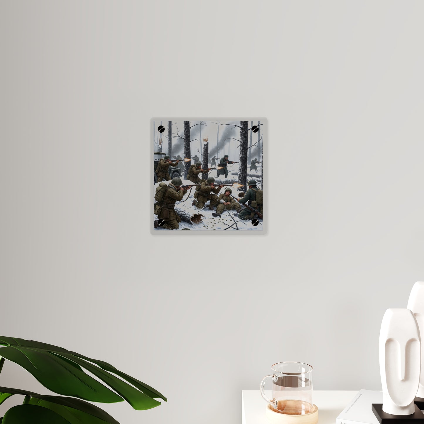 Acrylic Wall Art Panel - 101st Airborne Division fighting the German Army at the Battle of Bastogne