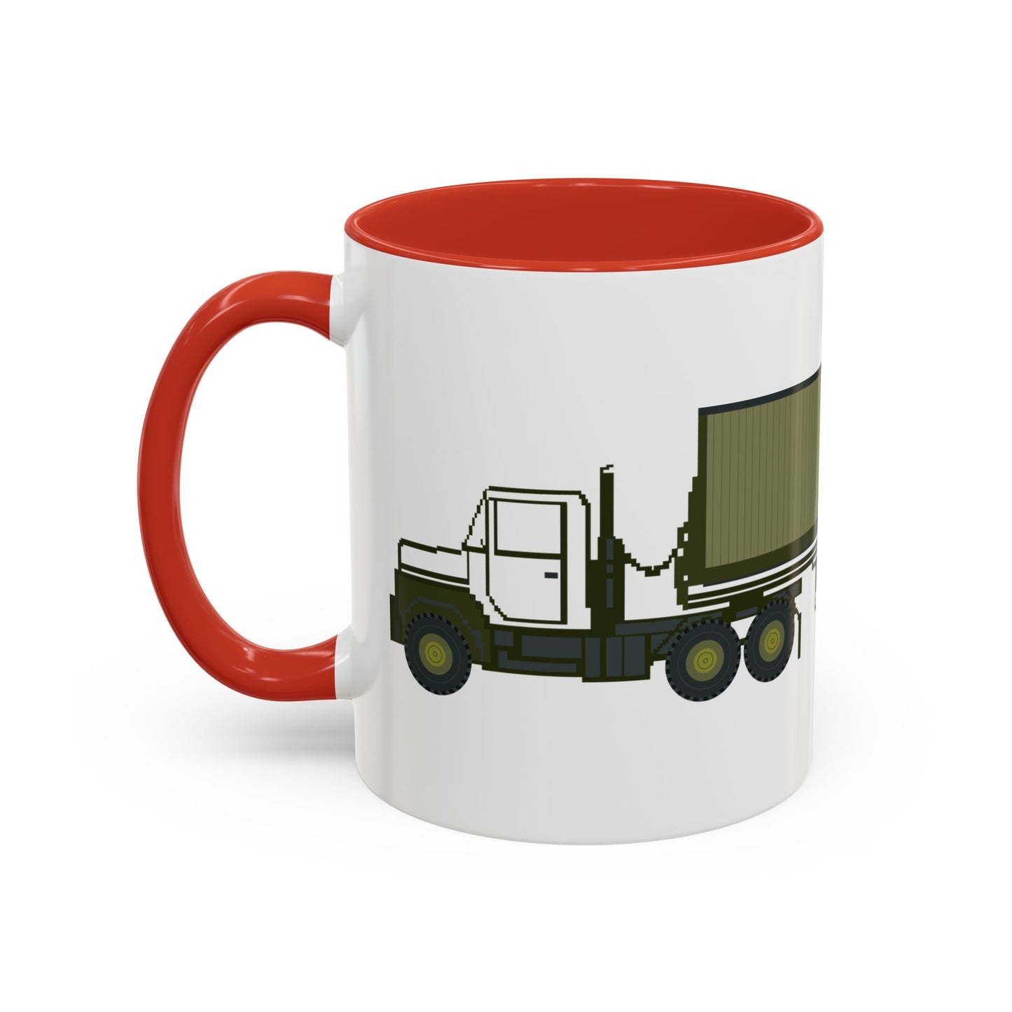 Accent Coffee Mug (11oz & 15oz) - Vehicle - M915 Tractor with M872 - 40 Ft Container - Side X 300