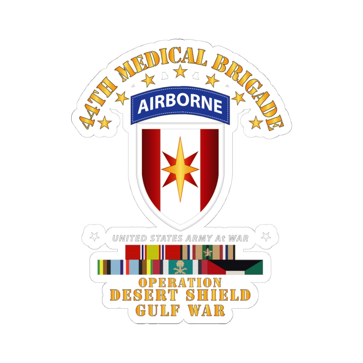 Kiss-Cut Stickers - 44th Medical Brigade - Desert Shield w DS Svc