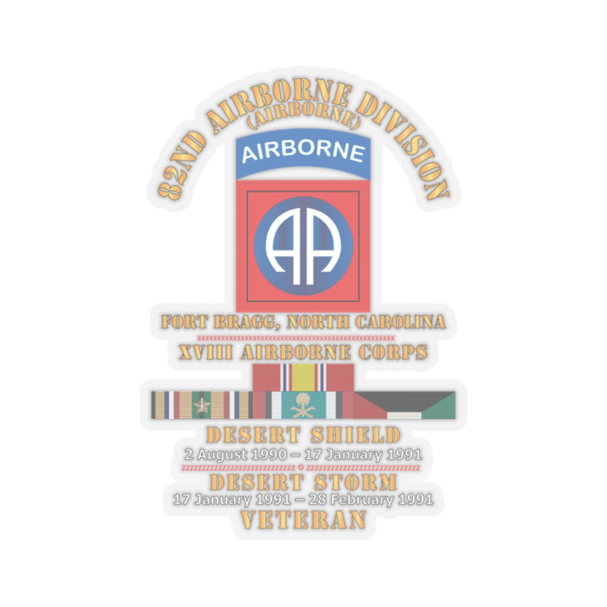 Kiss-Cut Stickers - 82nd Airborne Division - XVIII Airborne Corps - Desert Storm, Desert Shield Veteran - RVS X 300