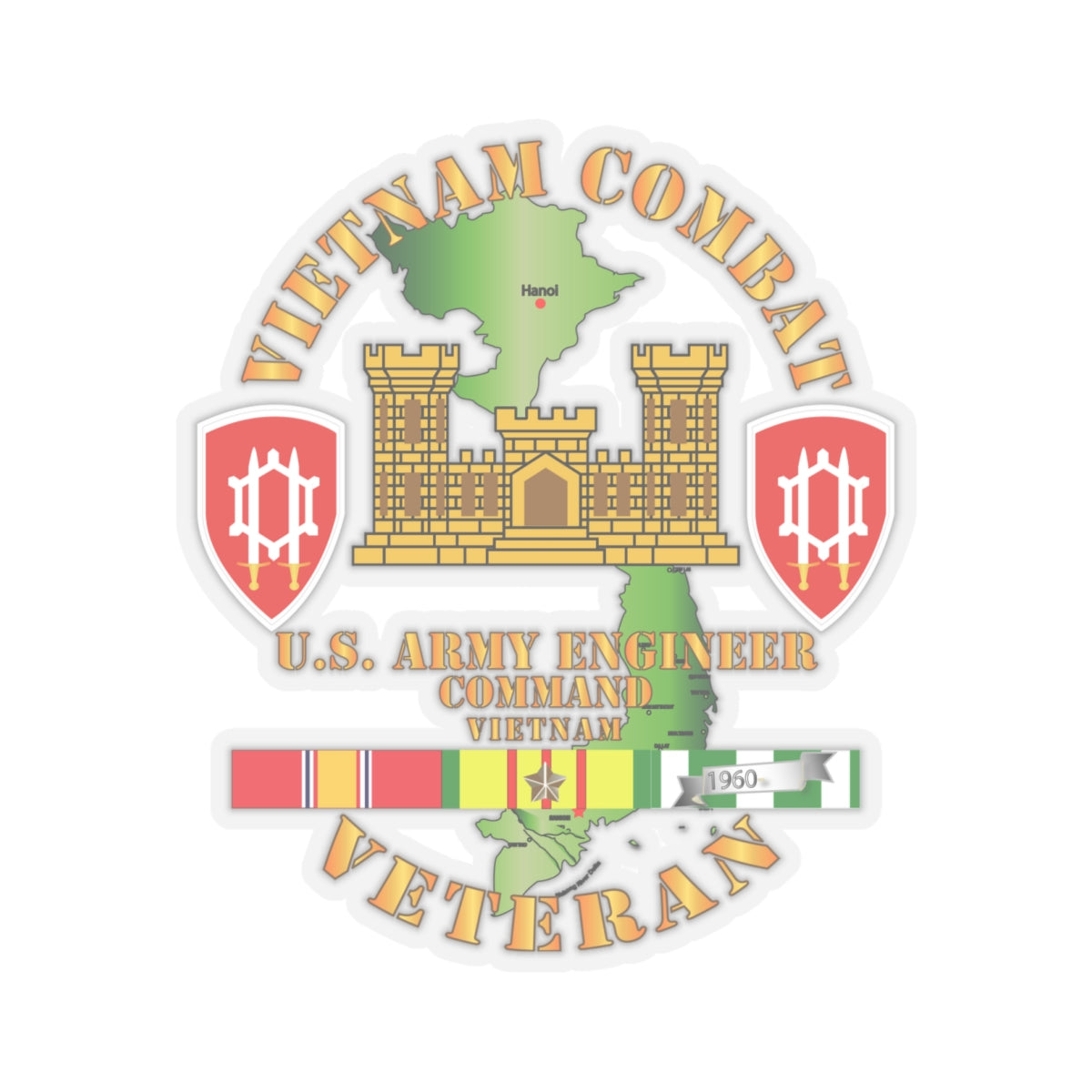Kiss-Cut Stickers - Vietnam Combat Engineer - Engineer Command Vietnam w SVC