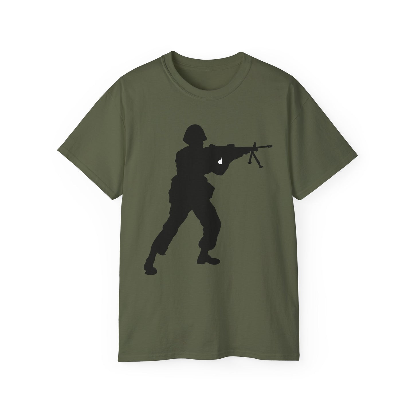 Unisex Ultra Cotton Tee - Army - Soldier - MG Assault - Silhouette X 300