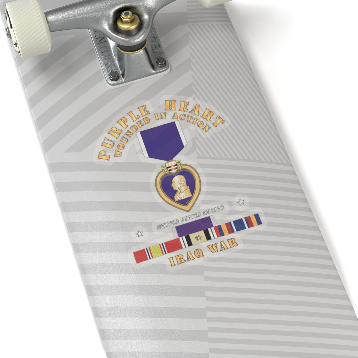 Kiss-Cut Stickers - Purple Heart - WIA w IRAQ SVC w Purple Heart Ribbon