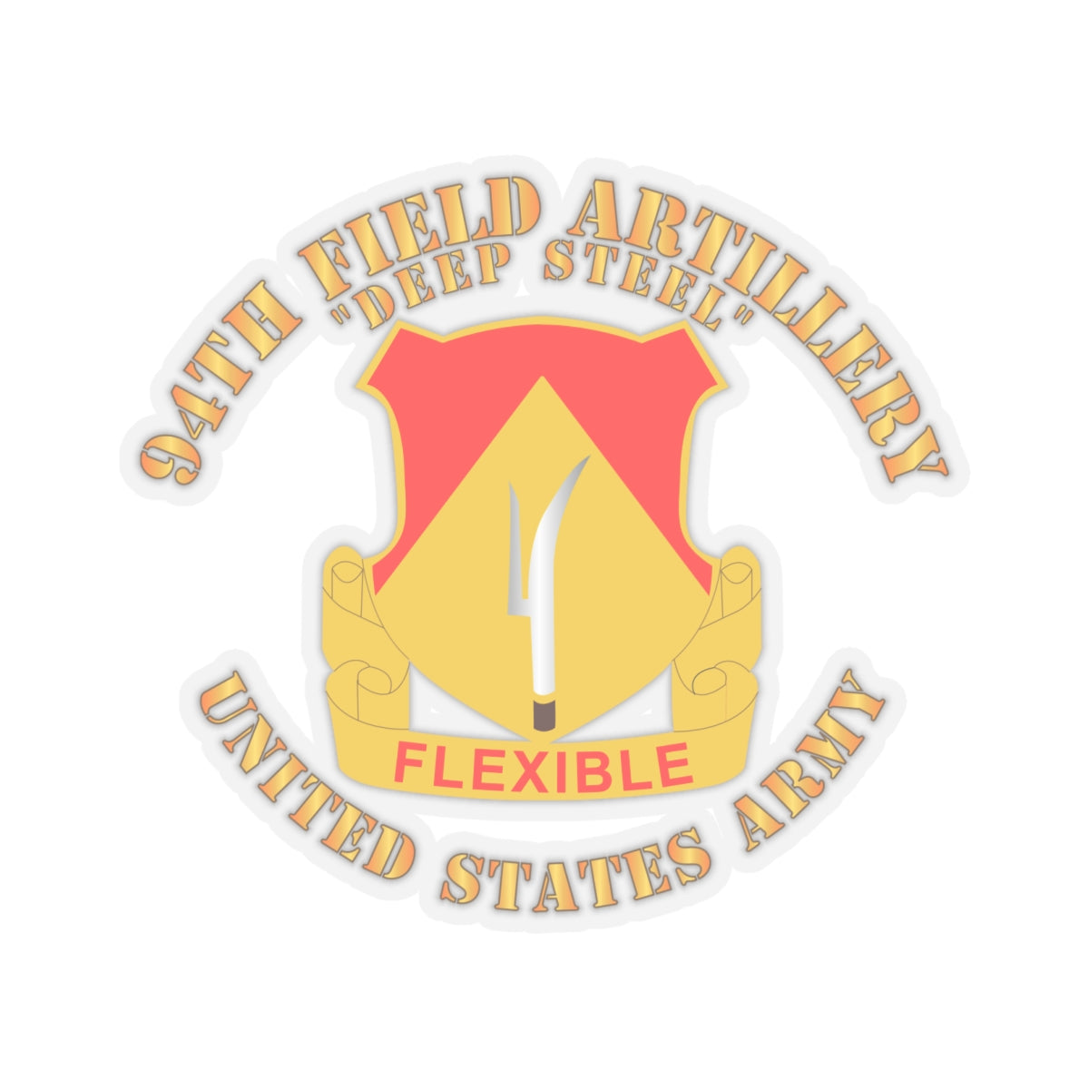 Kiss-Cut Stickers - 94th Field Artillery Regiment - Deep Steel w DUI