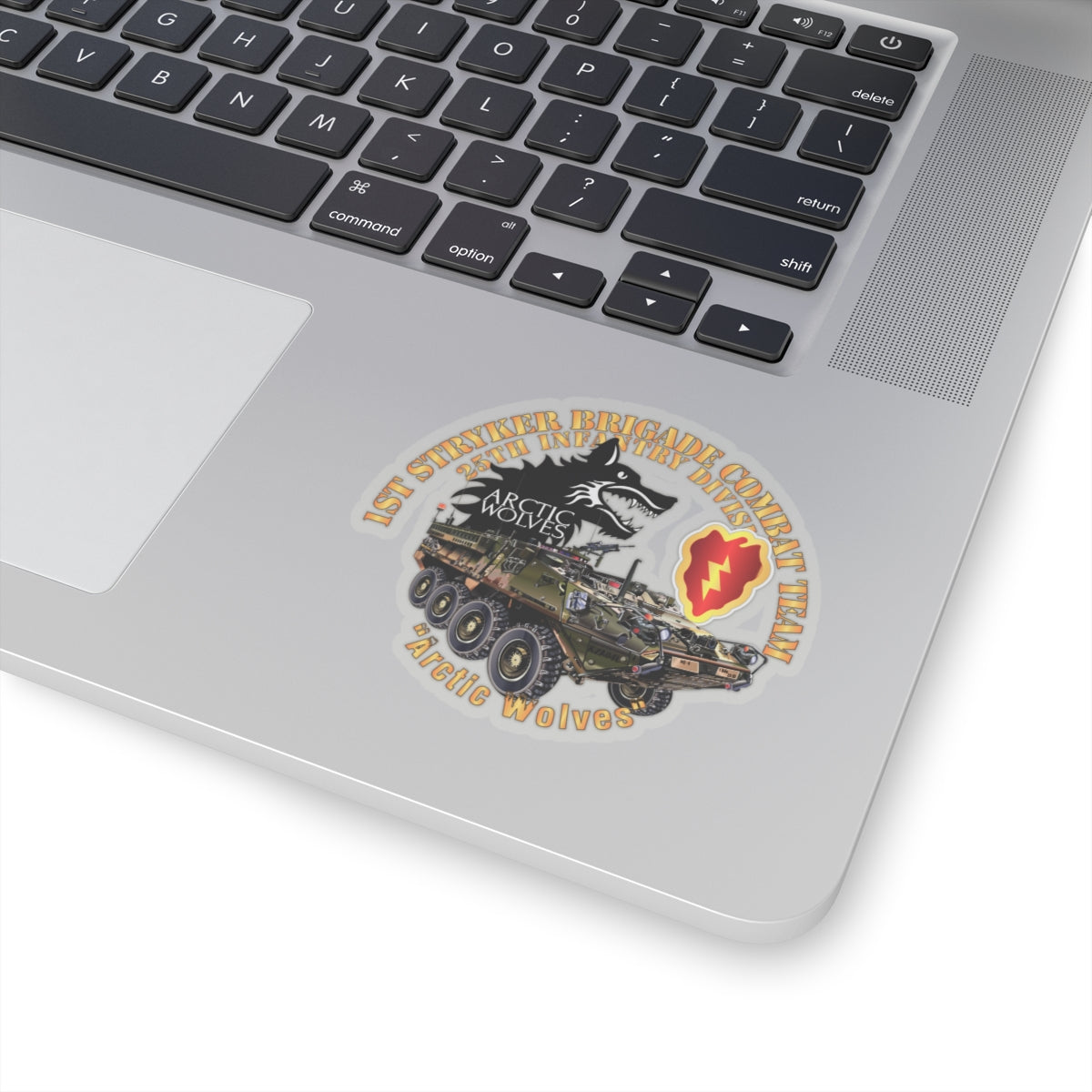 Kiss-Cut Stickers - 1st Stryker Bde - 25th ID - Arctic Wolves w Stryker - SSI