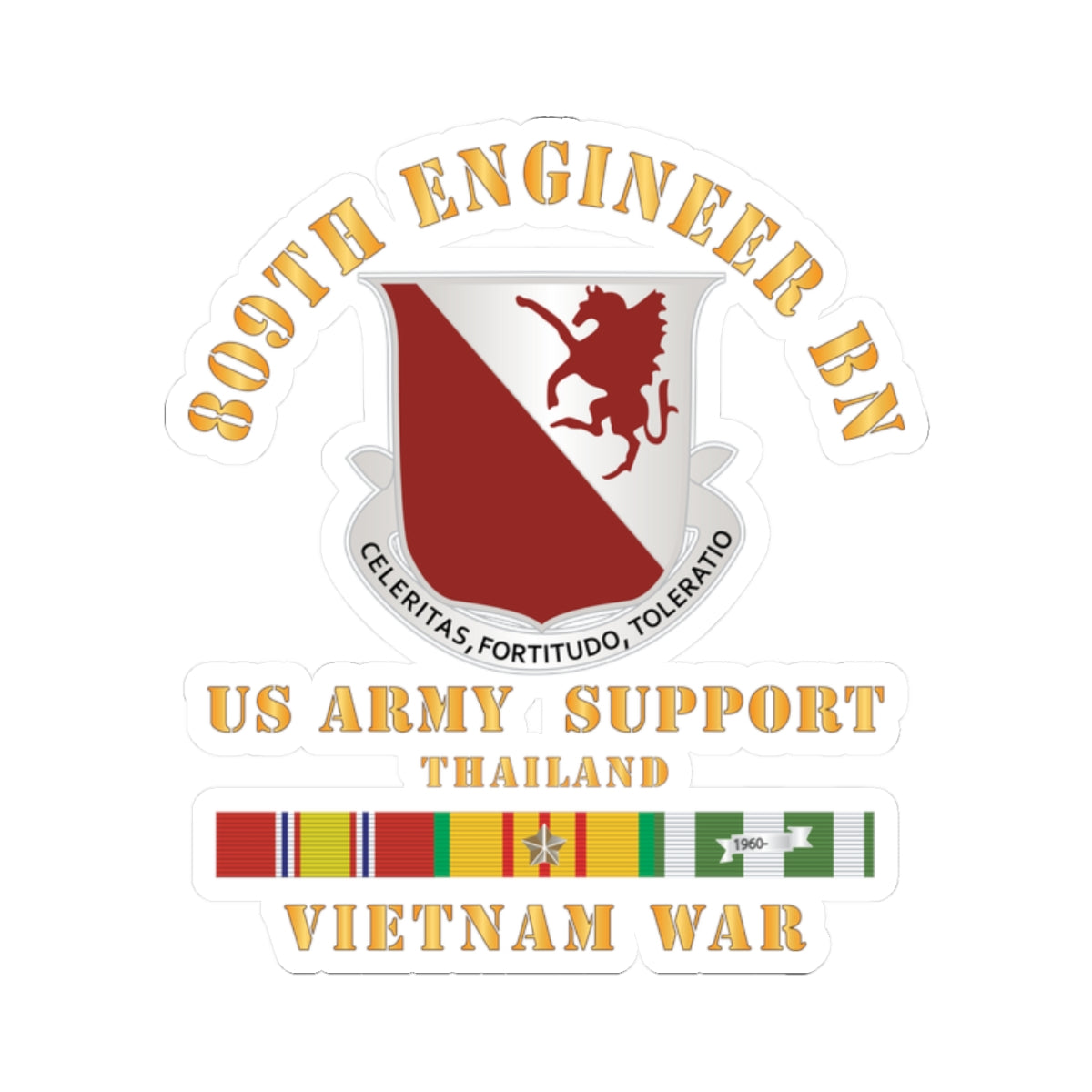 Kiss-Cut Stickers - 809th Engineer Bn - Thailand w VN SVC X 300