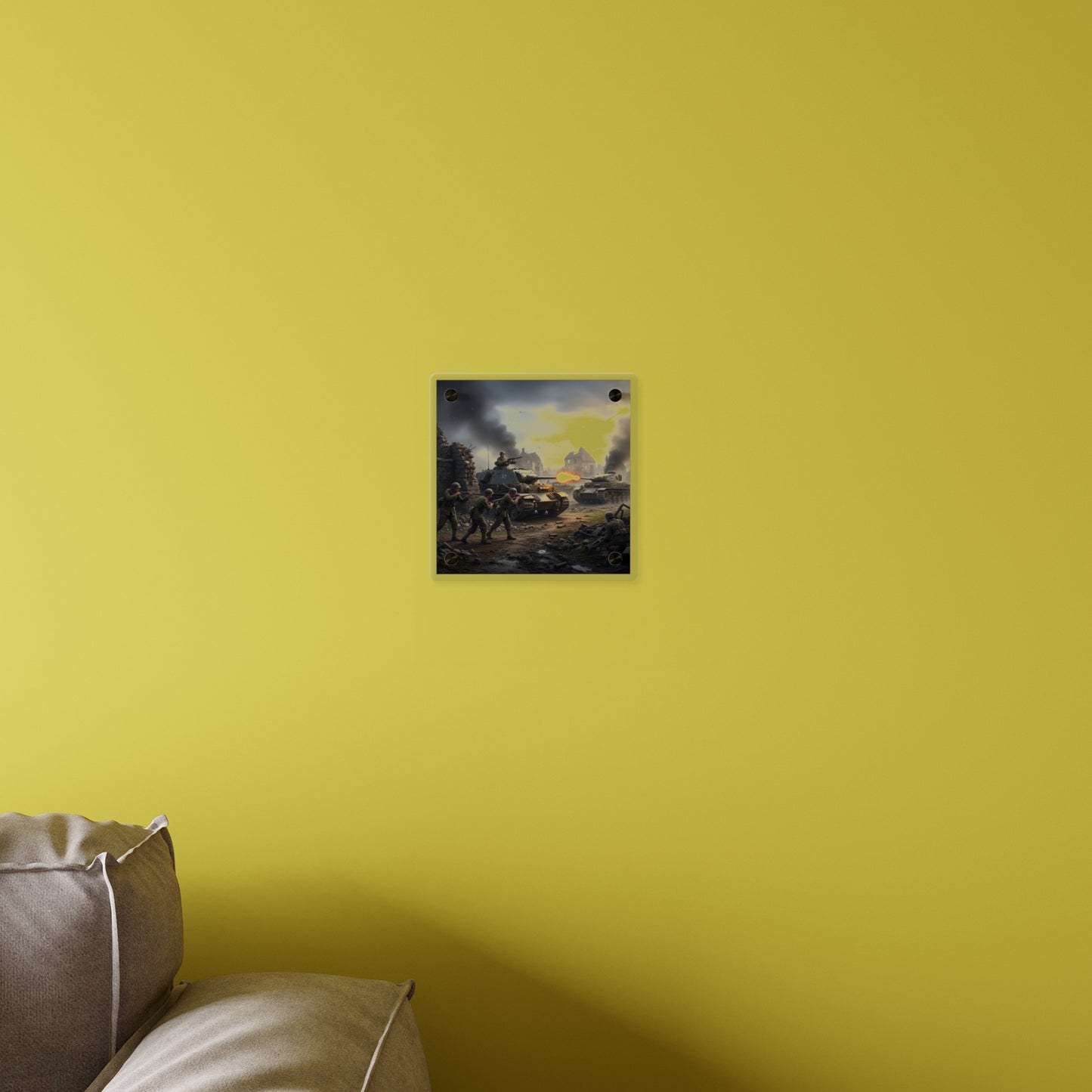 Acrylic Wall Art Panel - Tank Destroyer - M10 Wolverine vs German Panzer Tank