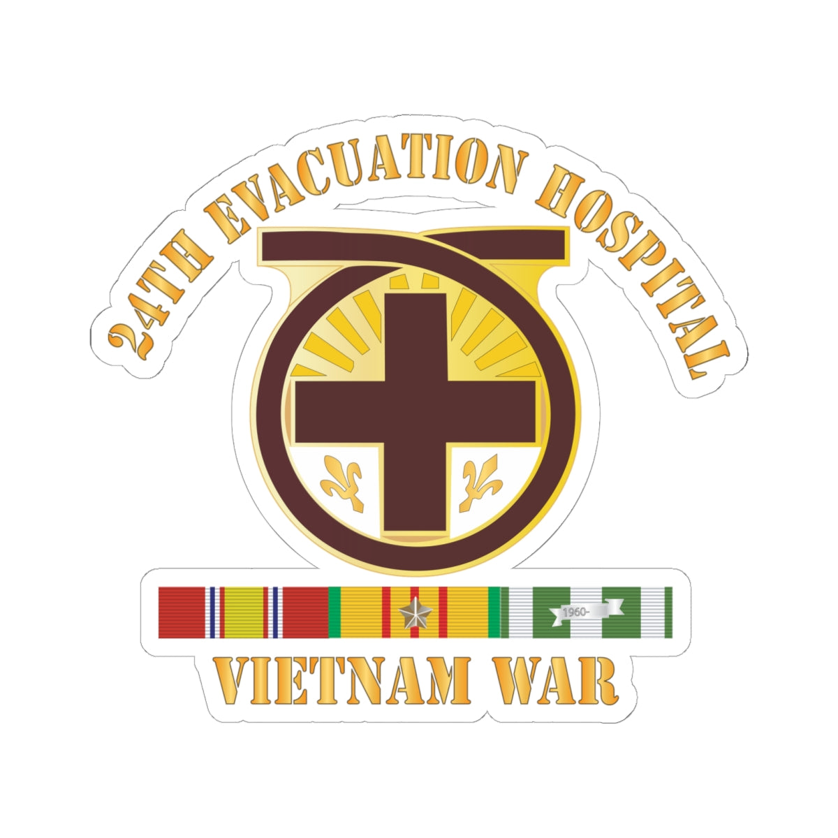 Kiss-Cut Stickers - 24th Evacuation Hospital - Vietnam War w V N SVC