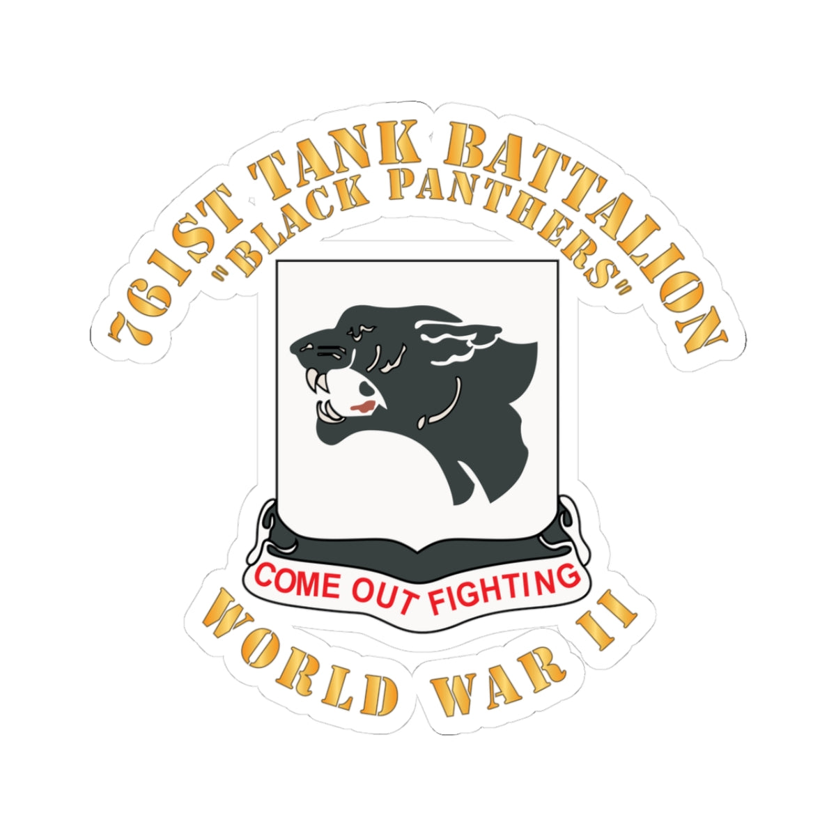 Kiss-Cut Stickers - 761st Tank Battalion - Black Panthers - WWII