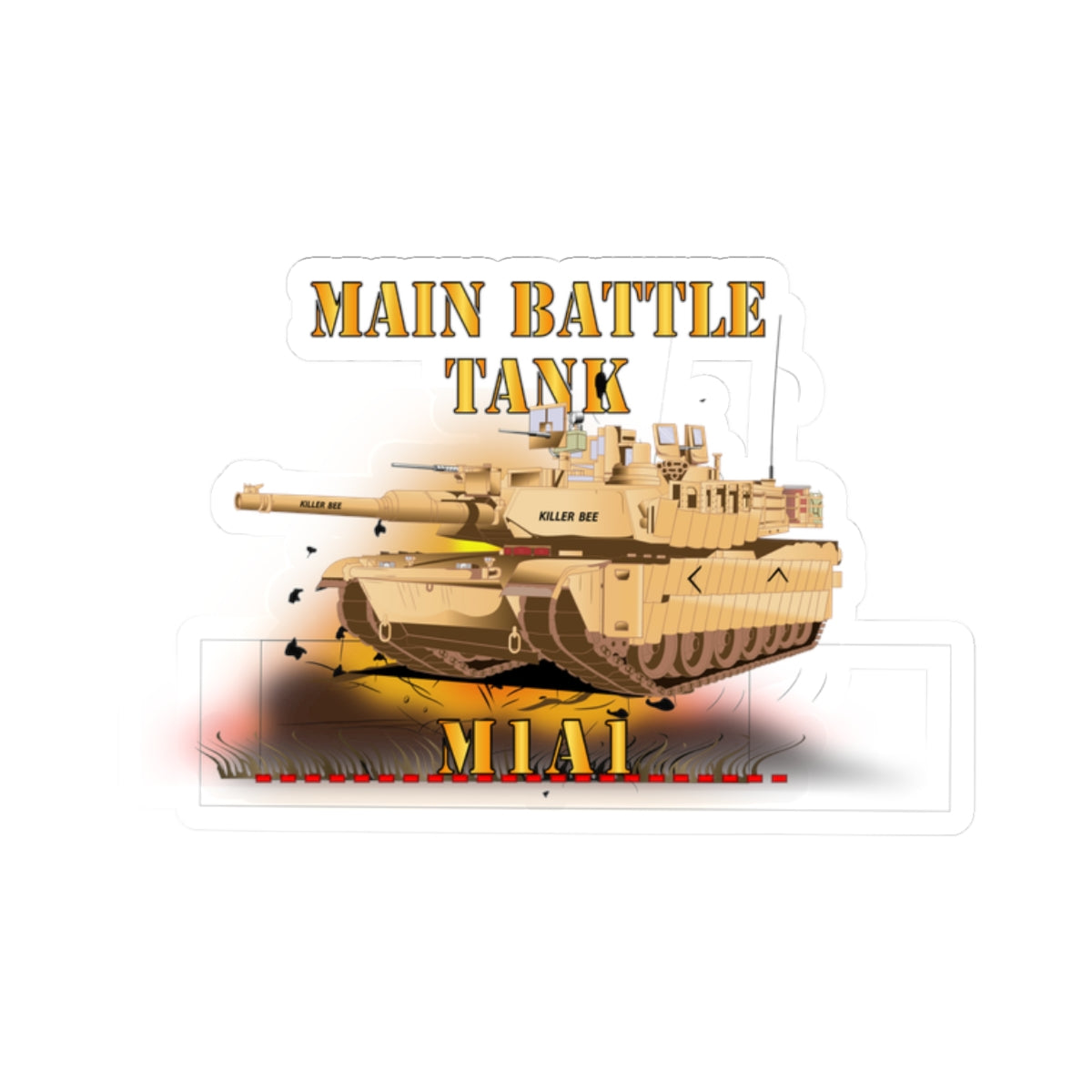 Kiss-Cut Stickers - Main Battle Tank - M1A1 X 300