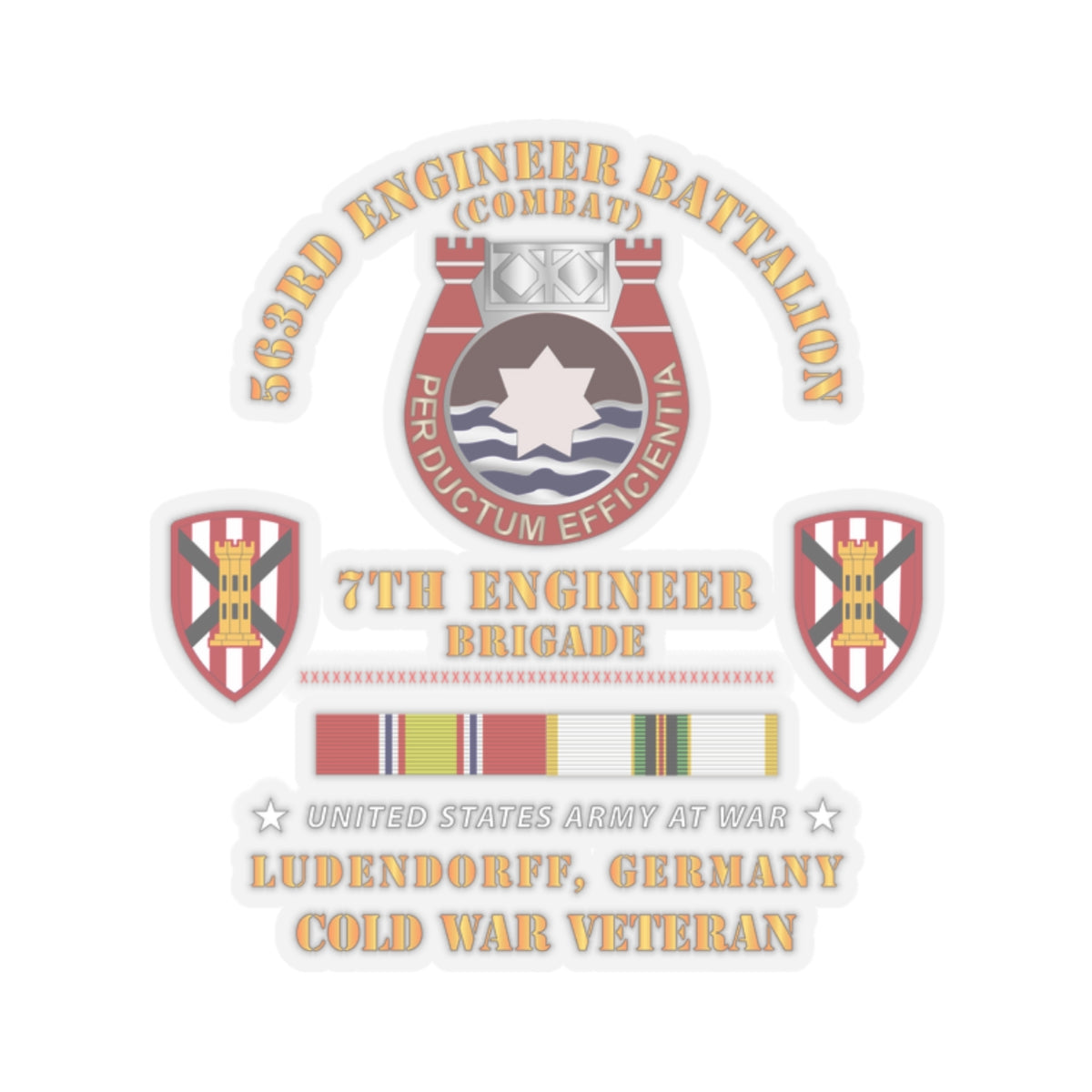 Kiss-Cut Stickers - 563rd Engineer Bn, 7th Eng Bde, Ludendorff, Germany w COLD SVC X 300