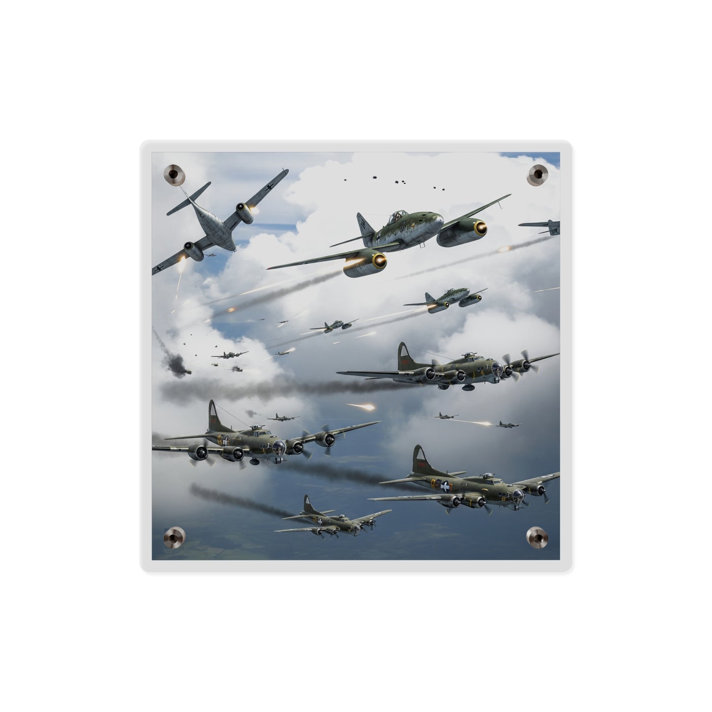 Acrylic Wall Art Panel - German jet fighters attacking US bombing formations