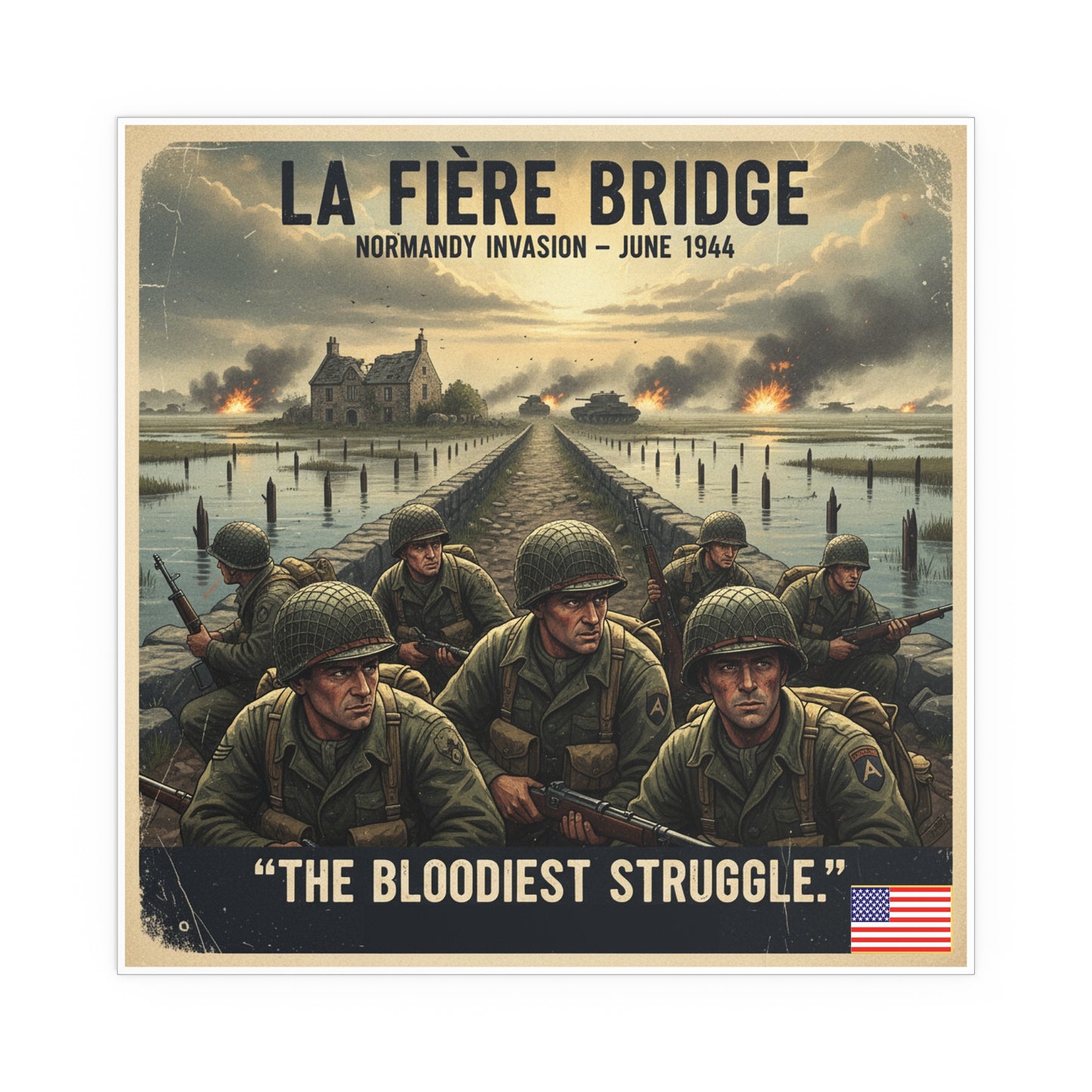 Indoor and Outdoor Silk Posters - 82nd Airborne at the La Fière Bridge