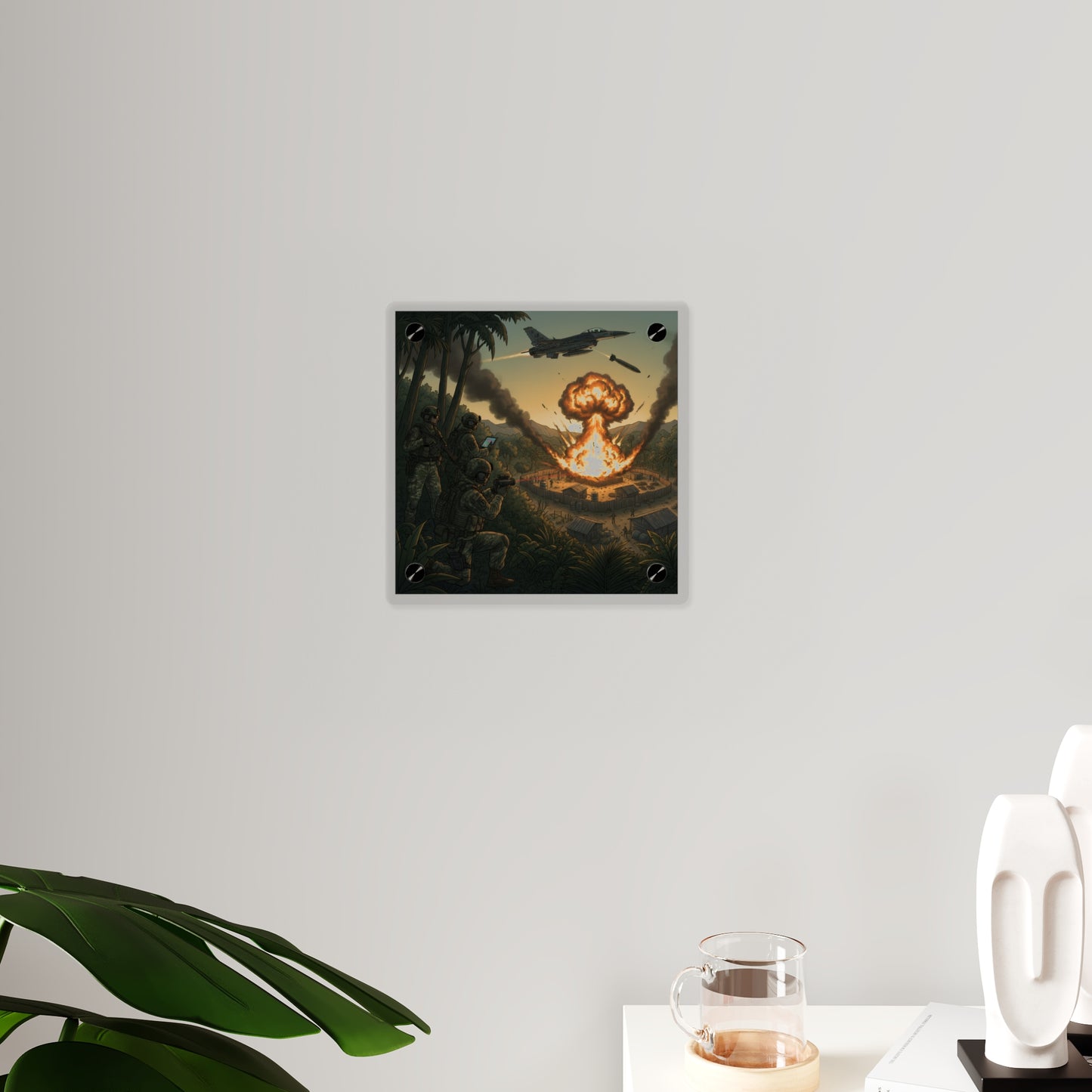 Acrylic Wall Art Panel - Jungle Drug Lab Destruction w Explosions