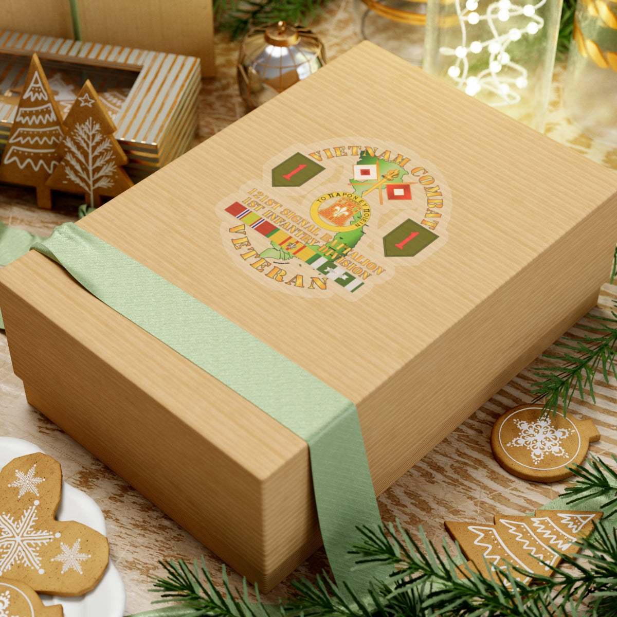 Kiss-Cut Stickers - Vietnam Combat Vet - 121st Signal Bn - 1st Inf Div SSI