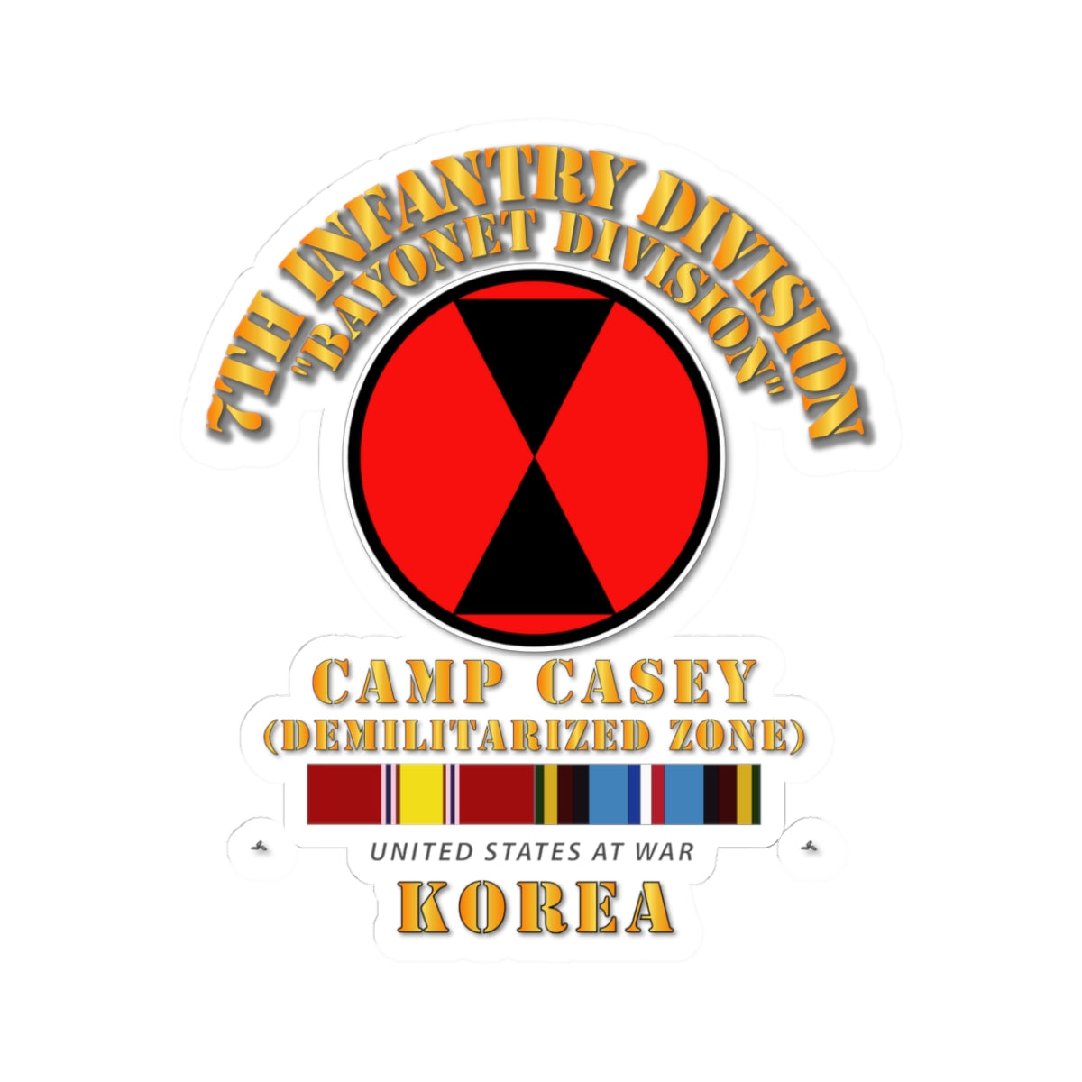 Kiss-Cut Stickers - 7th Infantry Division - Korea - Cp Casey w SVC