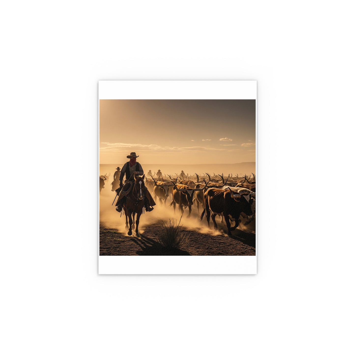 Indoor and Outdoor Silk Posters - Dirty, dusty cattle drive in the Old West