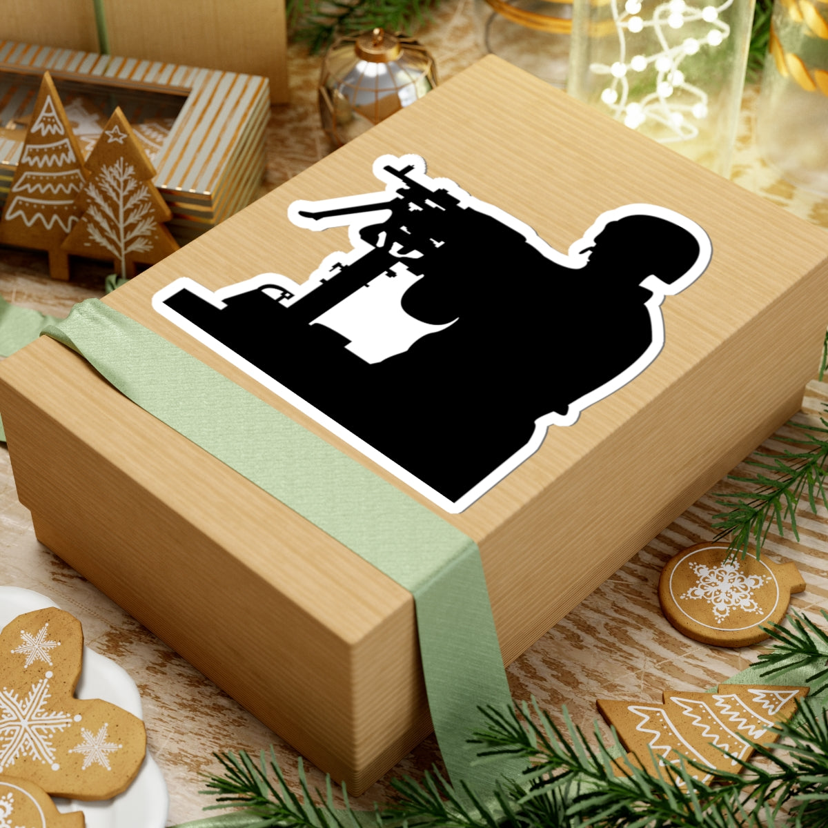 Kiss-Cut Stickers - Army - Soldier - MG Vehicle Mounted - Silhouette X 300