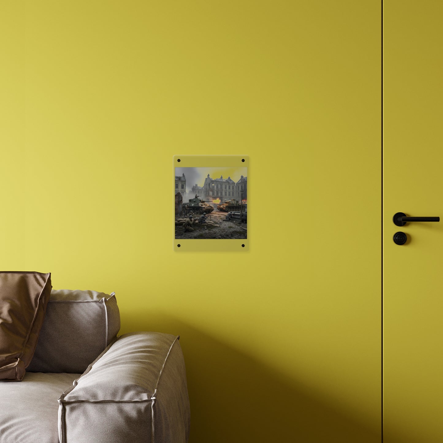 Acrylic Wall Art Panel - US Tank Destroyer - M10 Wolverine Battles a German Panzer Tank