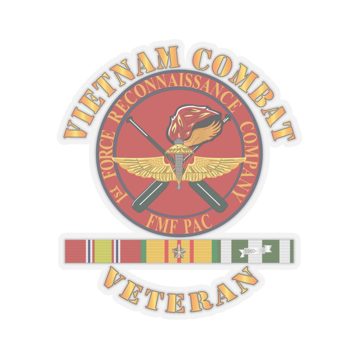 Kiss-Cut Stickers - USMC - Vietnam Combat Veteran - 1st Force Recon Co w VN SVC