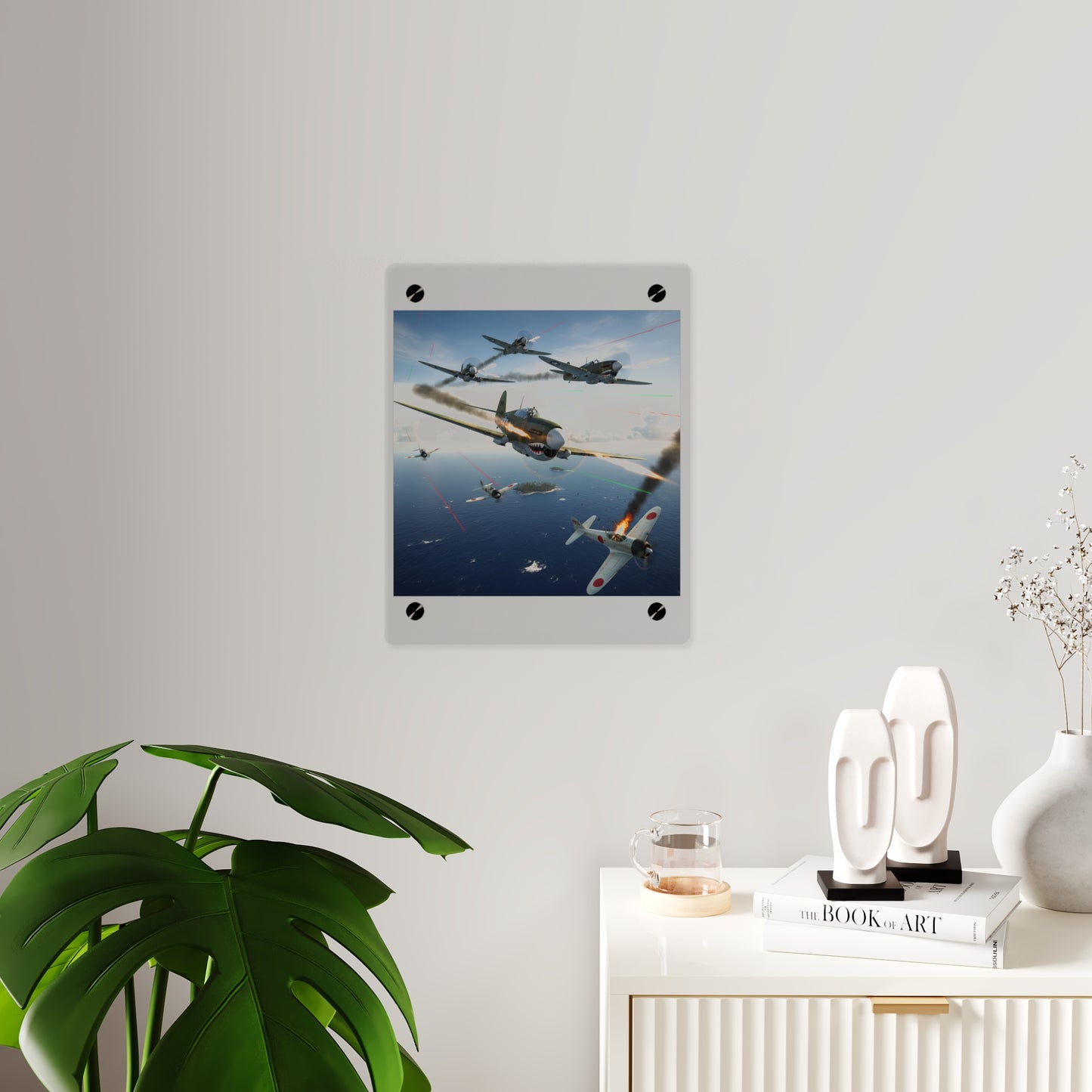 Acrylic Wall Art Panel - Curtis P-40 Kittyhawk w Machine Guns Blazing