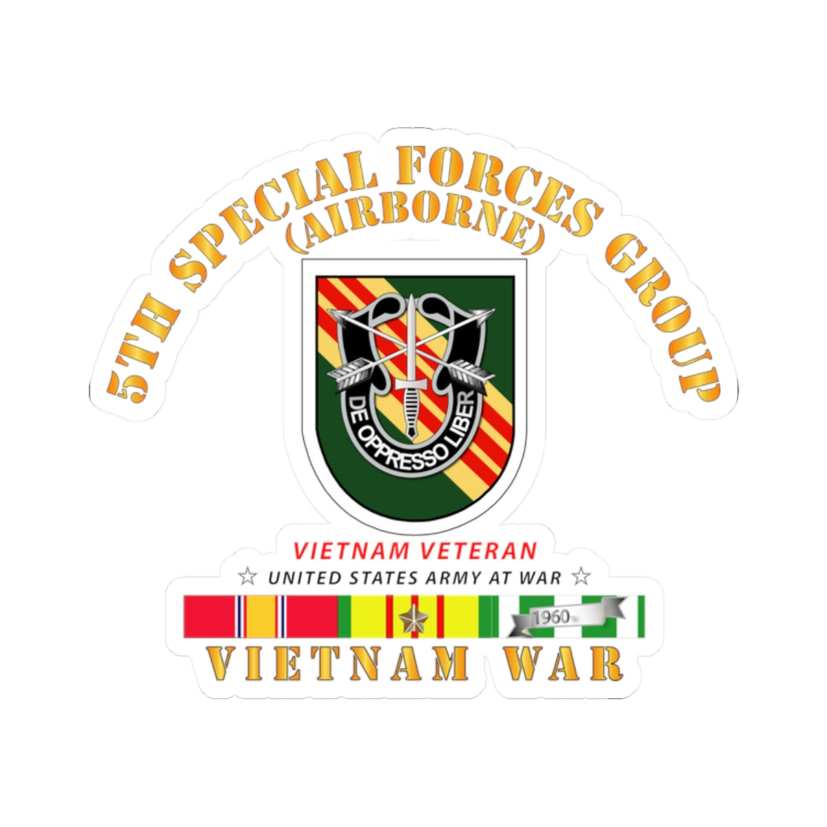 Kiss-Cut Stickers - 5th Special Forces Group w Flash VN SVC