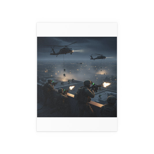 Indoor and Outdoor Silk Posters - Night Air Assault by Army Rangers