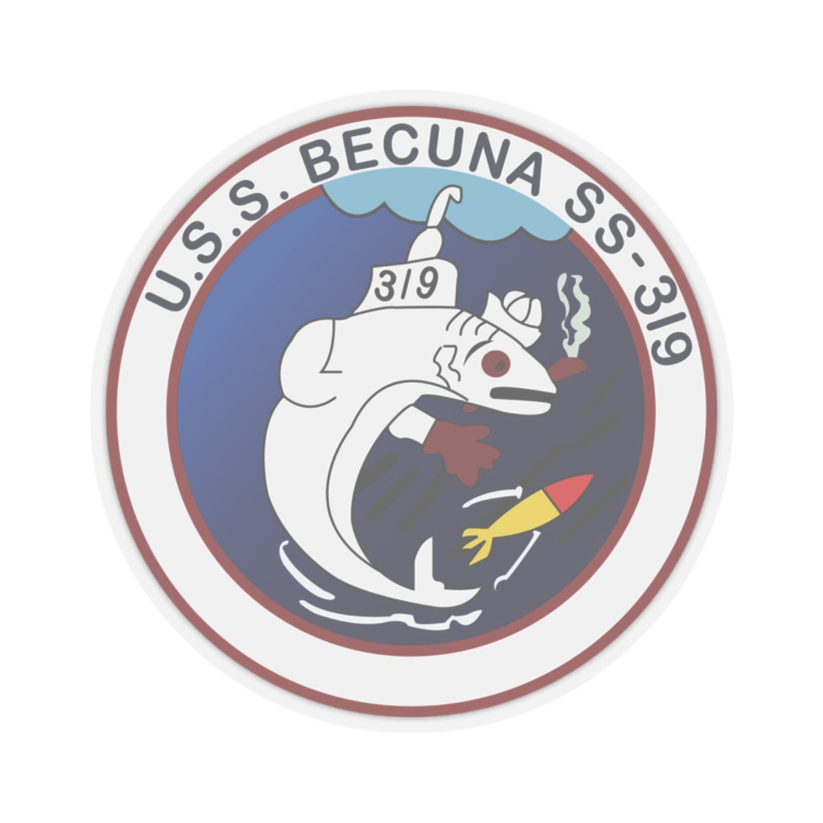 Kiss-Cut Stickers - Navy - USS Becuna (SS-319) wo Txt