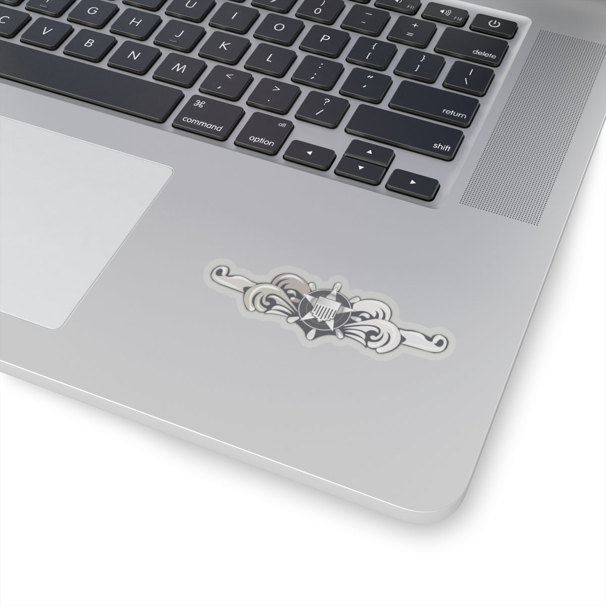 Kiss-Cut Stickers - USCG - Cutterman Badge - Enlisted - Silver wo Txt