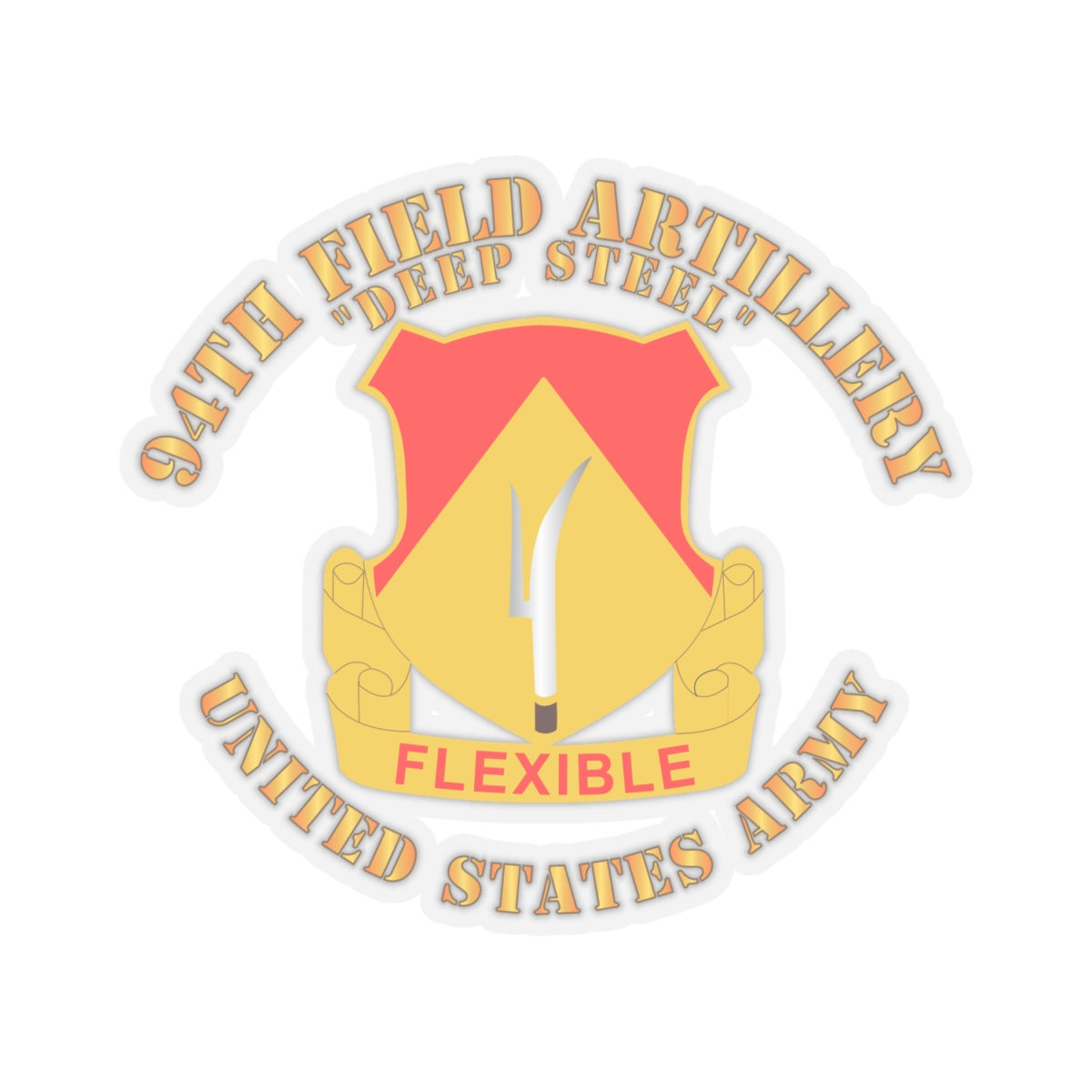 Kiss-Cut Stickers - 94th Field Artillery Regiment - Deep Steel w DUI