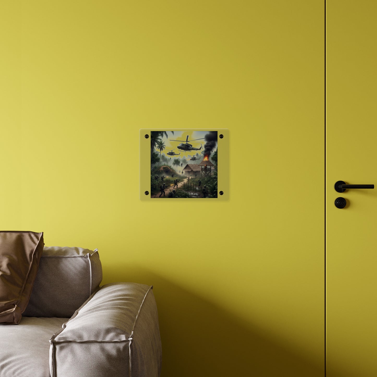 Acrylic Wall Art Panel - Vietnam Village Helicopter Assault