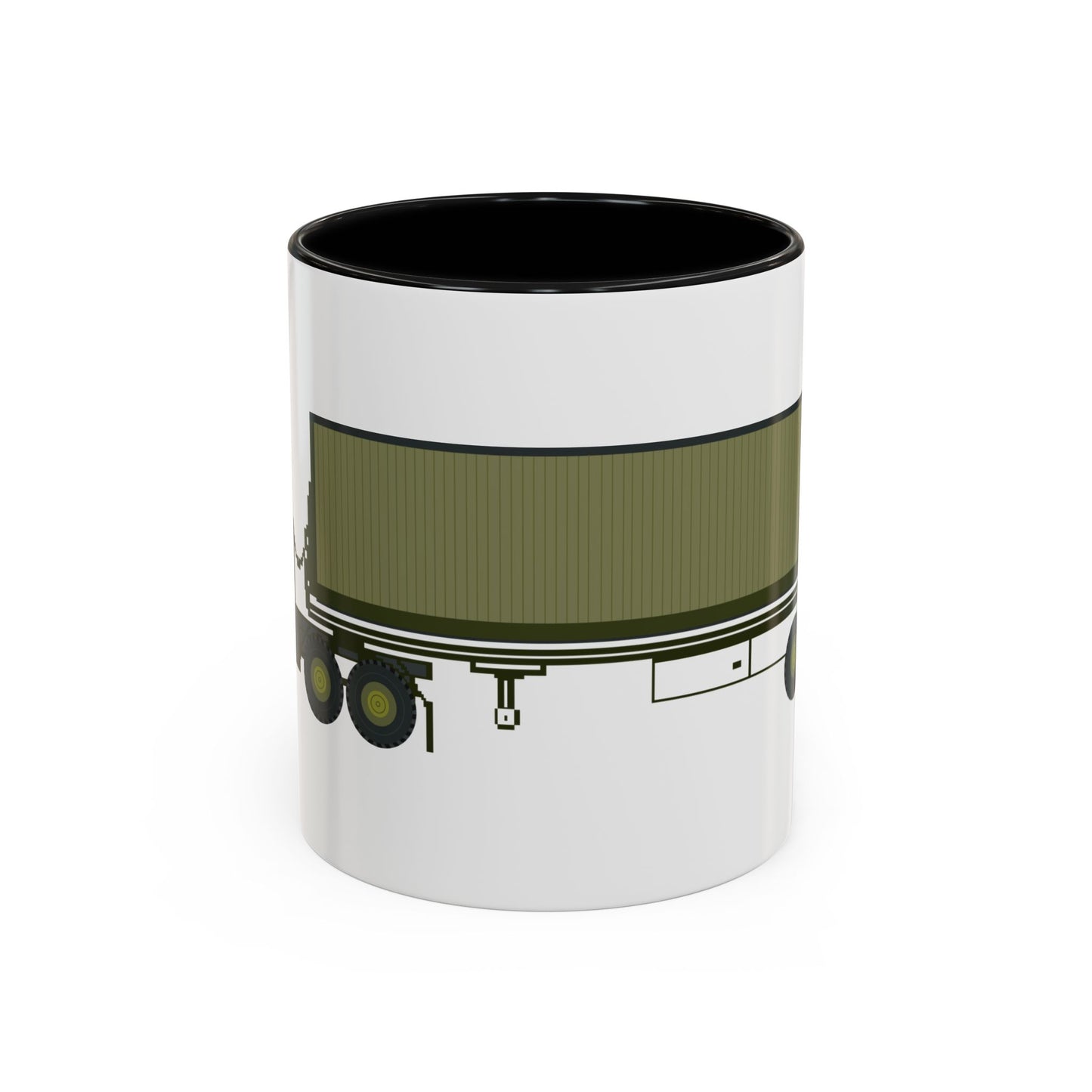 Accent Coffee Mug (11oz & 15oz) - Vehicle - M915 Tractor with M872 - 40 Ft Container - Side X 300