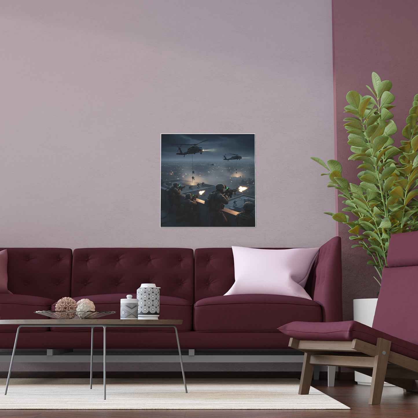 Indoor and Outdoor Silk Posters - Night Air Assault by Army Rangers