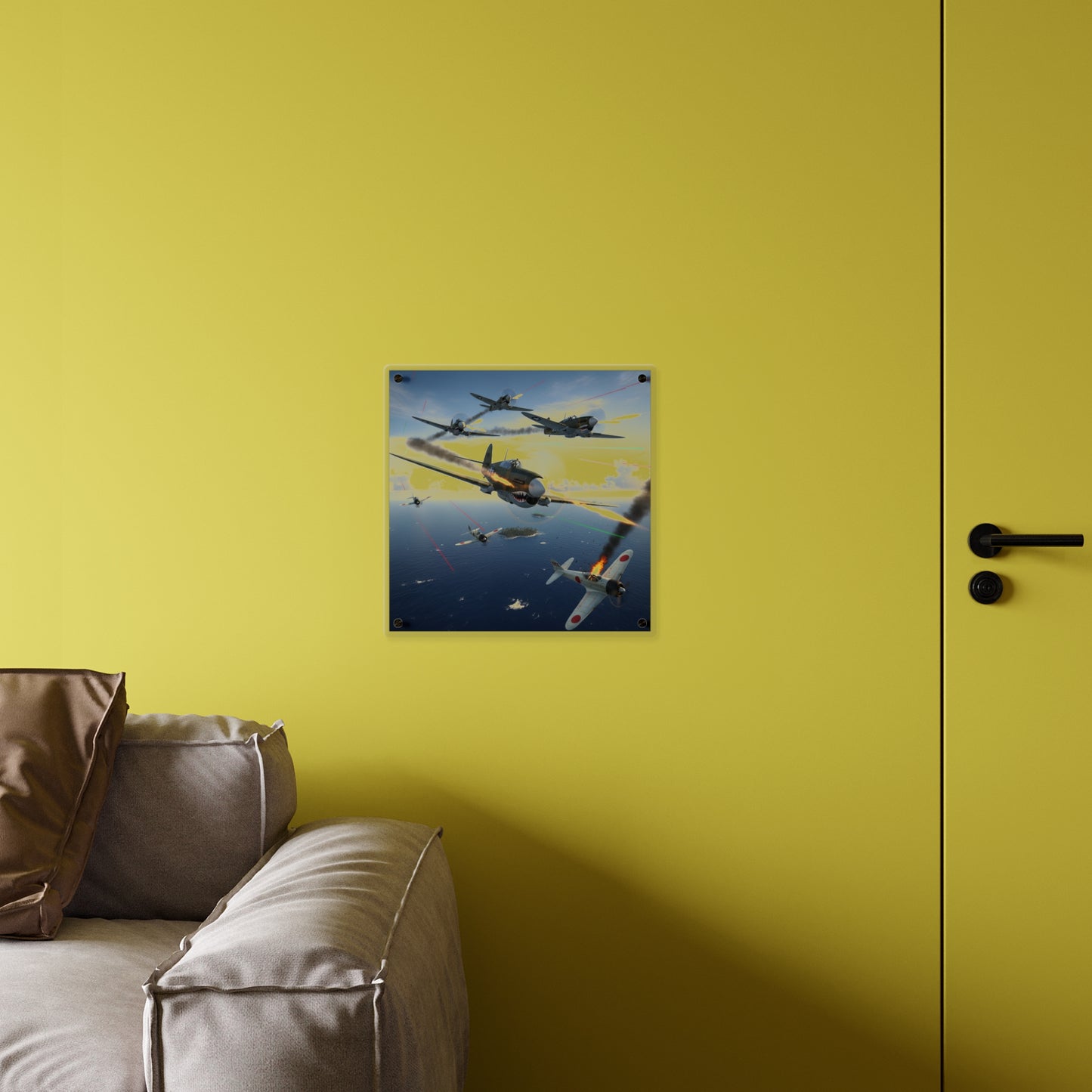 Acrylic Wall Art Panel - Curtis P-40 Kittyhawk w Machine Guns Blazing