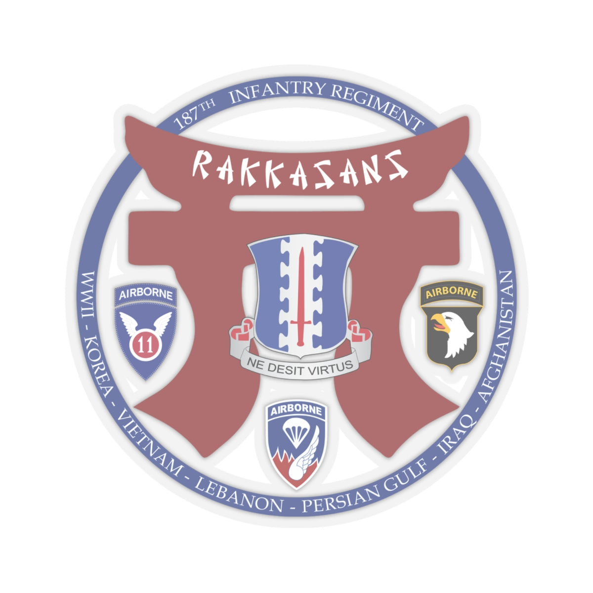 Kiss-Cut Stickers - 187th INF Regiment - Rakkasans