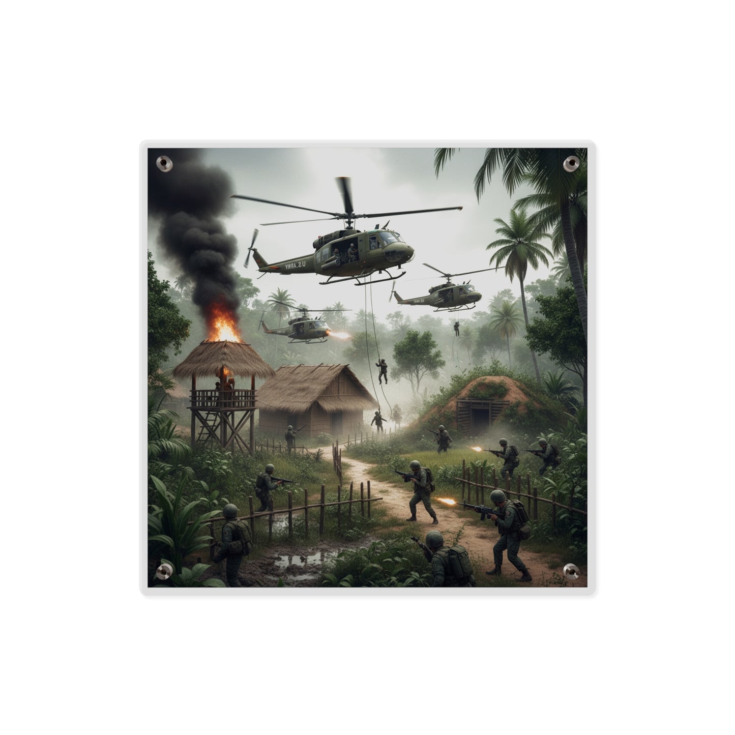 Acrylic Wall Art Panel - Vietnam Village Helicopter Assault