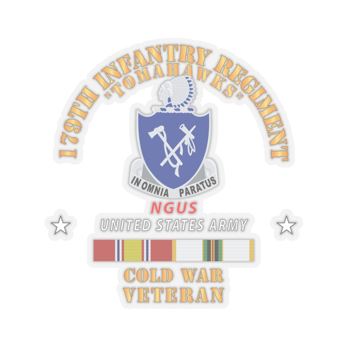 Kiss-Cut Stickers - 179th Infantry Regiment - NGUS w COLD WAR SVC X 300