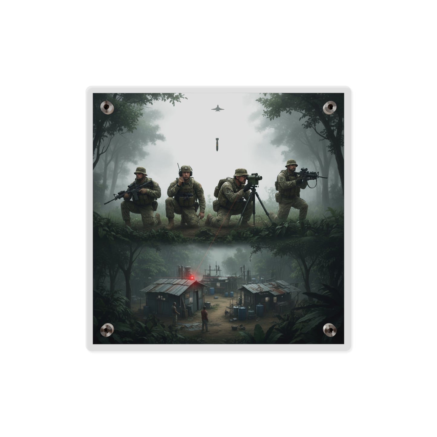 Acrylic Wall Art Panel - Jungle Drug Lab Destruction wo Explosions