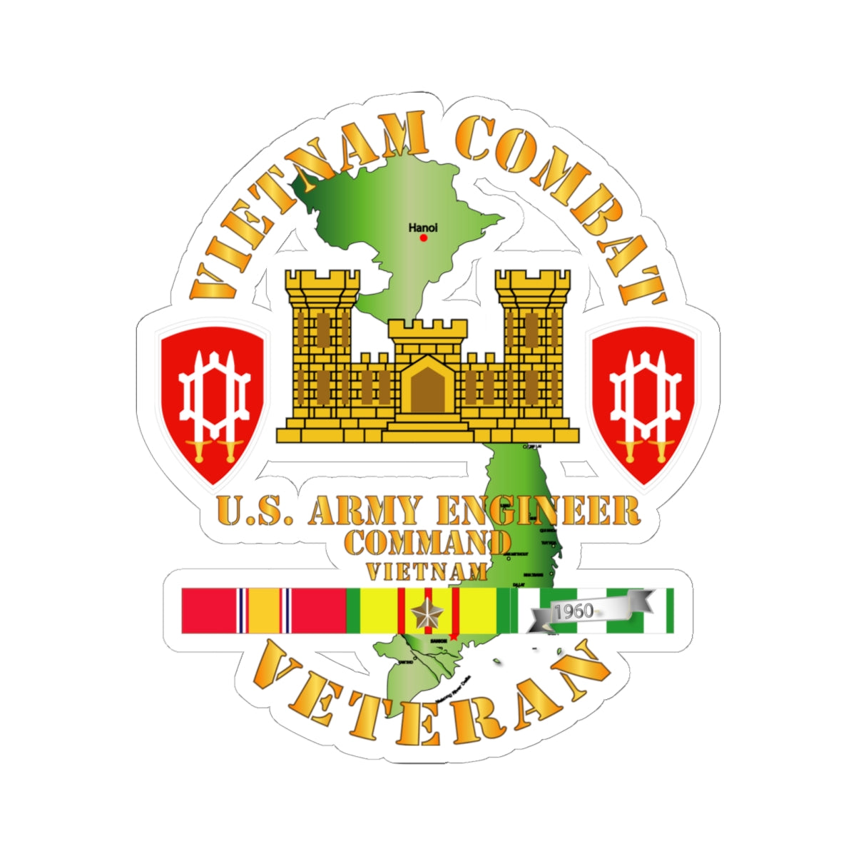 Kiss-Cut Stickers - Vietnam Combat Engineer - Engineer Command Vietnam w SVC