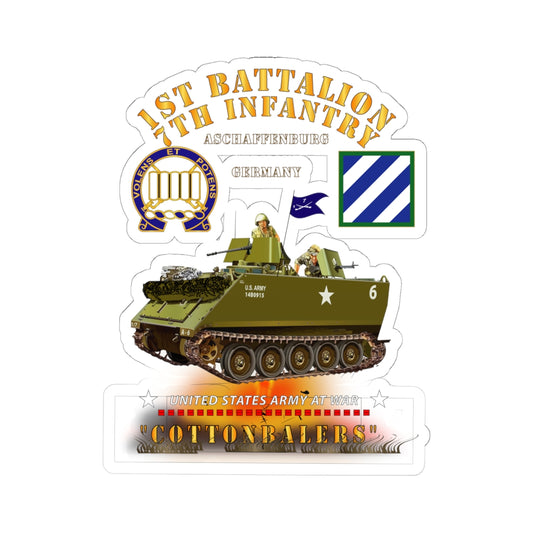 Kiss-Cut Stickers - 1st Bn 7th Infantry - Aschaffenburg FRG - M113 APC - CottonBalers X 300
